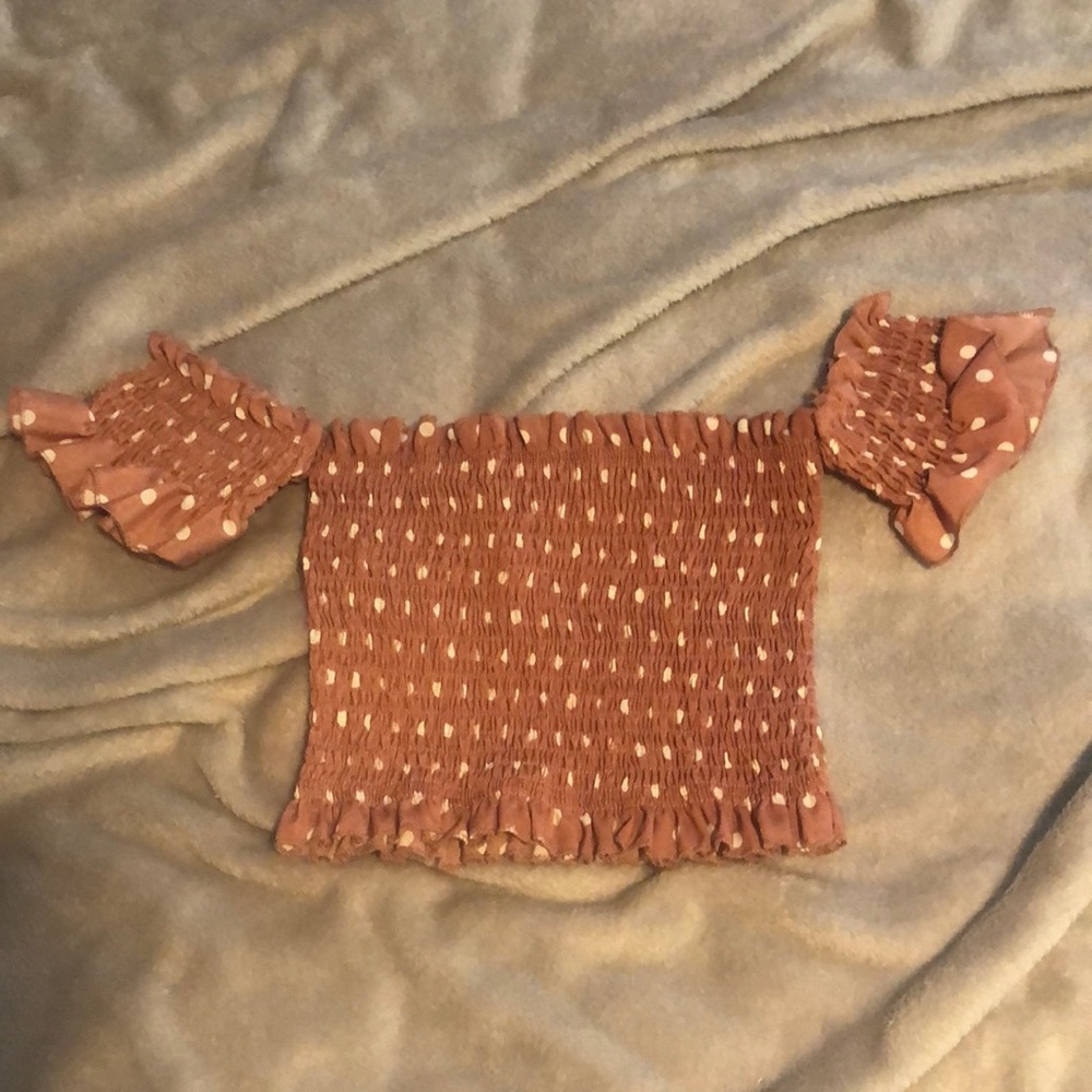 Off the shoulder polka dot top